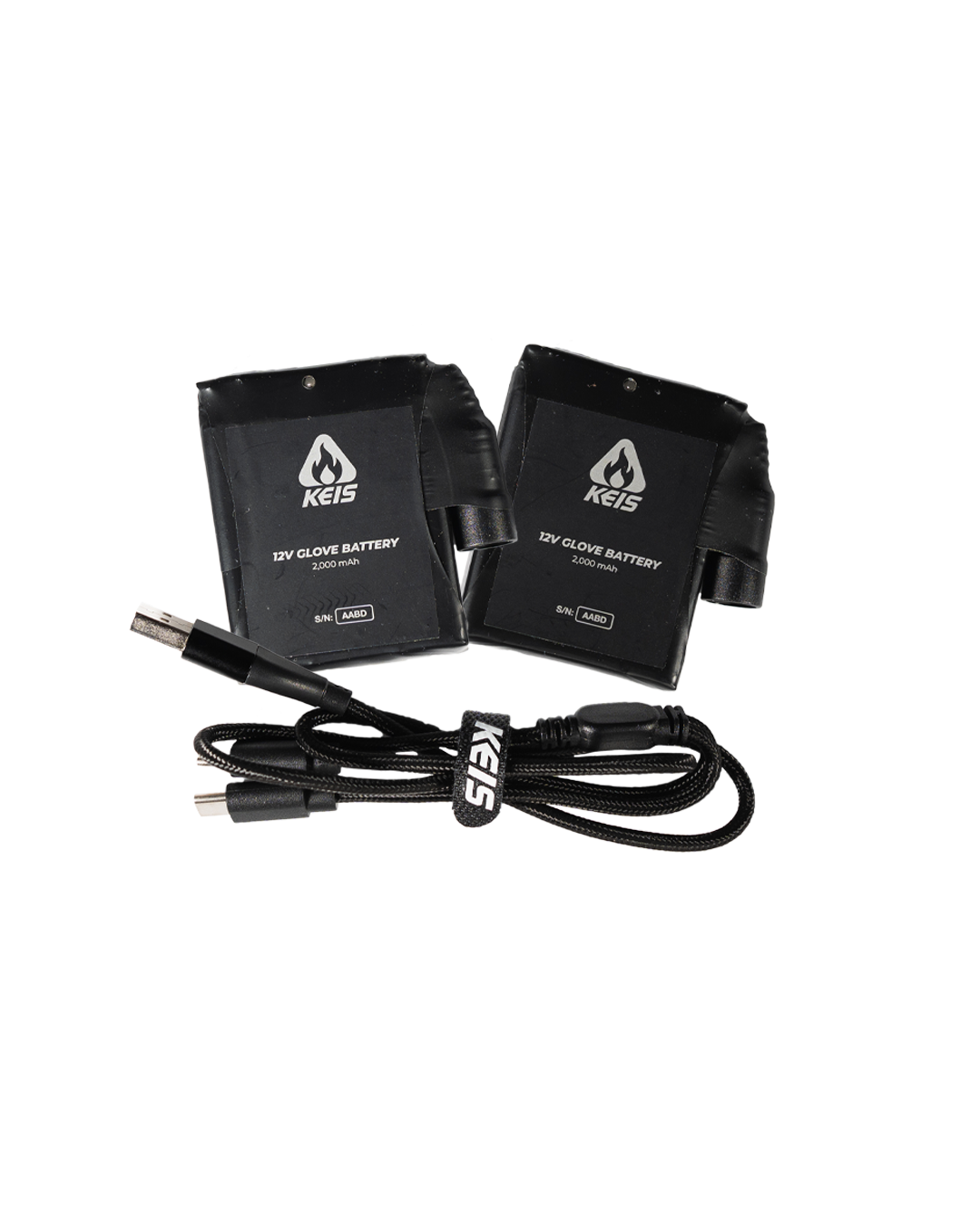 Keis 4000mAh 12V Gloves Battery Set with Multinational Charger (pre-2020 gloves with power socket)