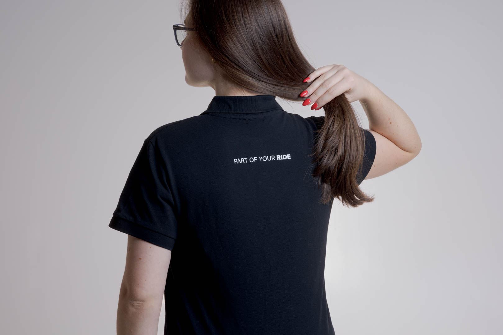 Polo shirt Core Line. Black. Women. Size XL.