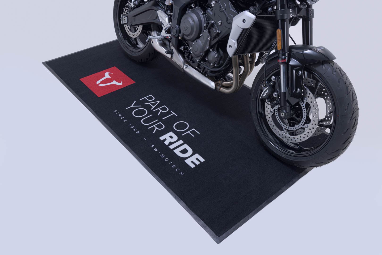 SW-MOTECH bike carpet 2.0x1.0 m. Rectangular. Black. Imprint white/red.